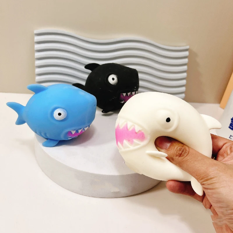 Summer Beach Cute Simulation Mini Shark Flour Squeeze Soft Fidgeting Toy  Kids Girls Boys Fun Gift Stress Relief toy Stress ball