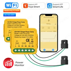 Tuya Wifi Smart Power Meter with Current Transformer Sensor Clamp 80A Energy Meter for Electrical Lighting Solar KWH Monitor