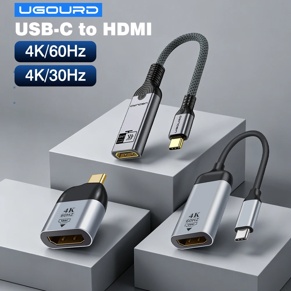 UGOURD USB C to HDMI Adapter 4K@60Hz 4K@30Hz Type C HDMI Female Converter Thunderbolt 3/4 USB4 Compatible for MacBook Pro/Air TV