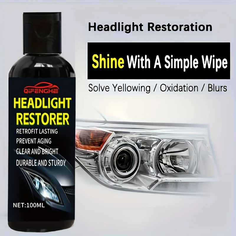 Headlight Repair Liquid - Including Plastic Applicator, Transparent Headlight Repair Liquid for Repair Oxidation, Blurred and Ye