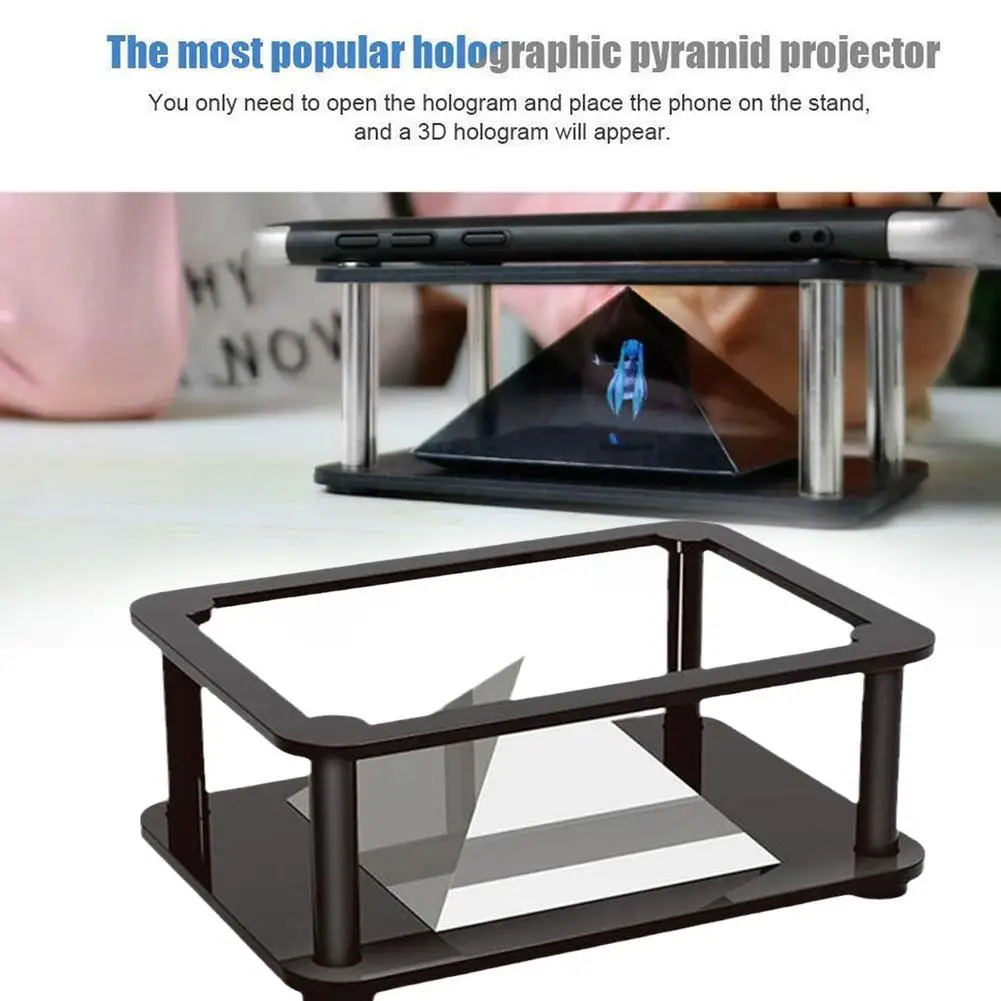 Universal 3D Holographic Display Stand Projector Mini Pyramid Hologram Projection Showcase For Mobile Phone Ipad MV Project D3H3