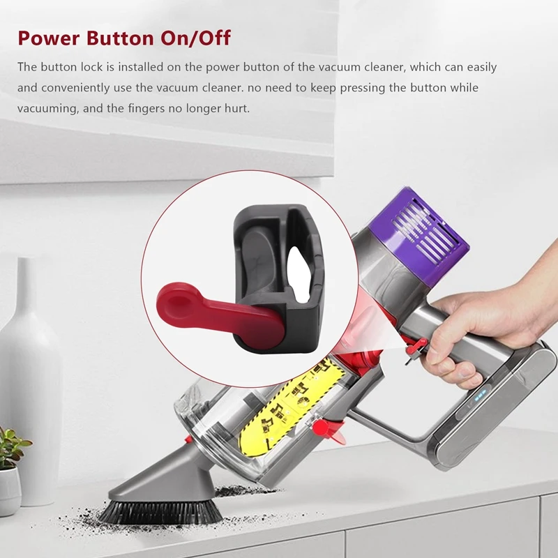 قفل زر الطاقة لـ dyson v6 v7 v8 v10 v11 مكنسة كهربائية ، إكسسوارات ، حرّر إصبعك ، رمادي