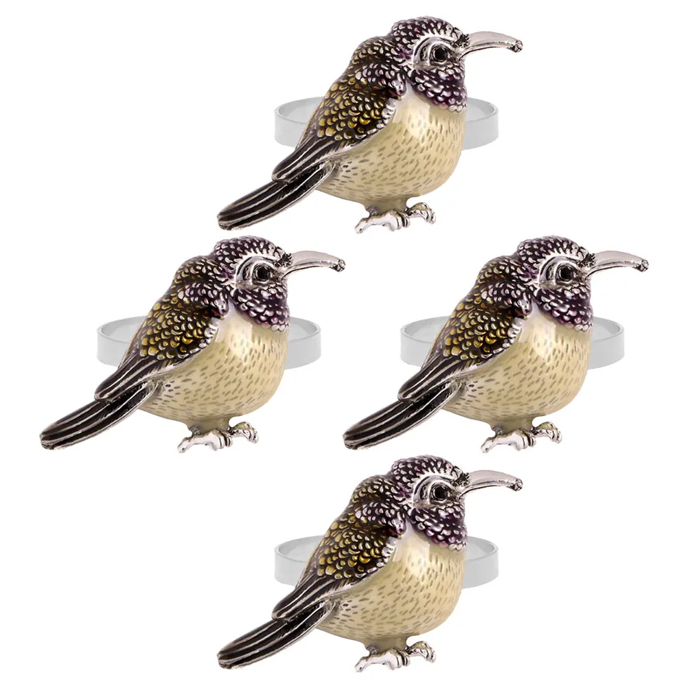 

4Pcs Bird Napkin Rings Alloy Metal Table Decorations for Wedding Party Dinner Holiday Home Kitchen Restaurant Decorative