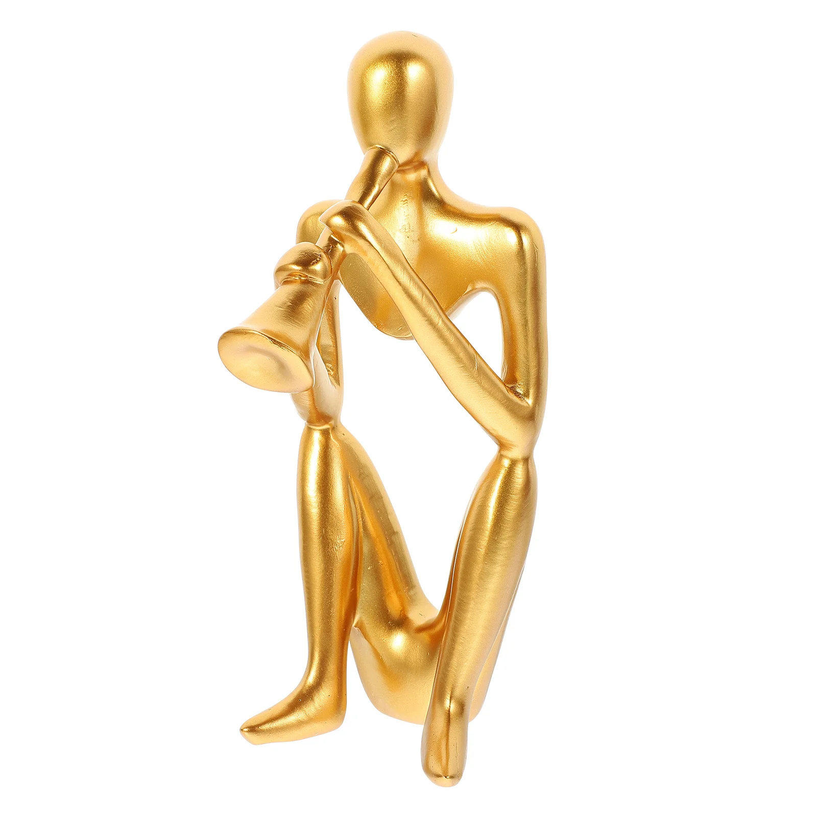

Gold Trumpet Abstract Sculpture Resin Decor Desktop Ornament Home Office Decoration Abstract Sculpture