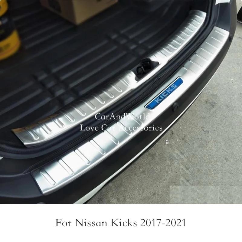 

For Nissan Kicks 2017-2021 Rear Tail Door Sill Plate Protector Pedal Trims Frame Panel Stainless Steel Car Accessories