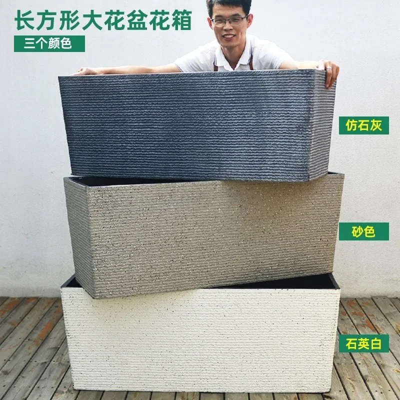 rectangular large flower pot flower box, villa courtyard garden balcony long manger pot, outdoor windowsill flower pot for growi