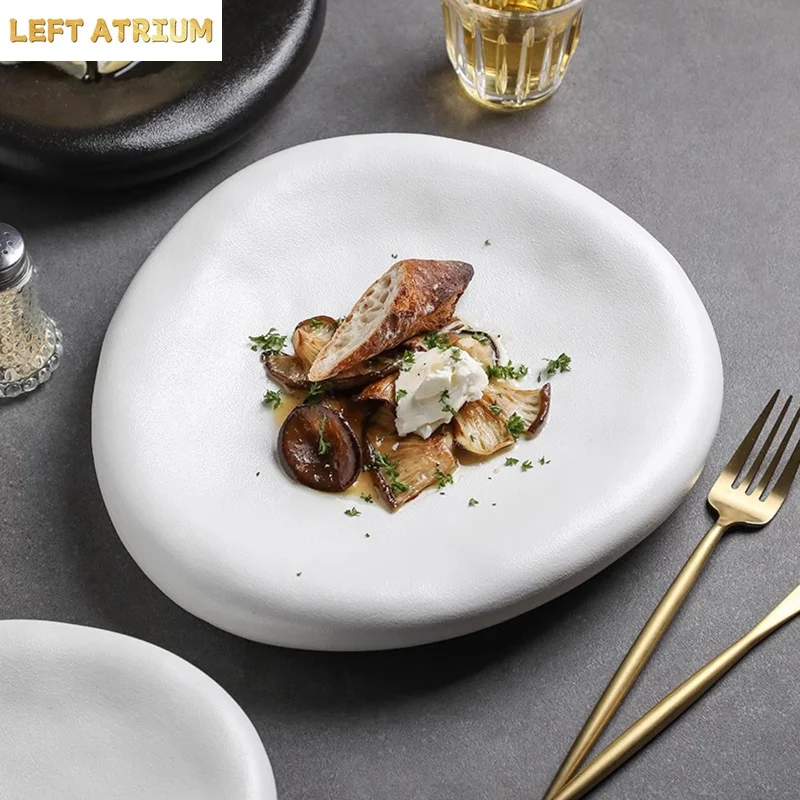 Matte Irregular Plate Ceramic Pasta Plate Dessert Plate Sushi Plates Serving Plates Molecular Cuisine Restaurant Tableware
