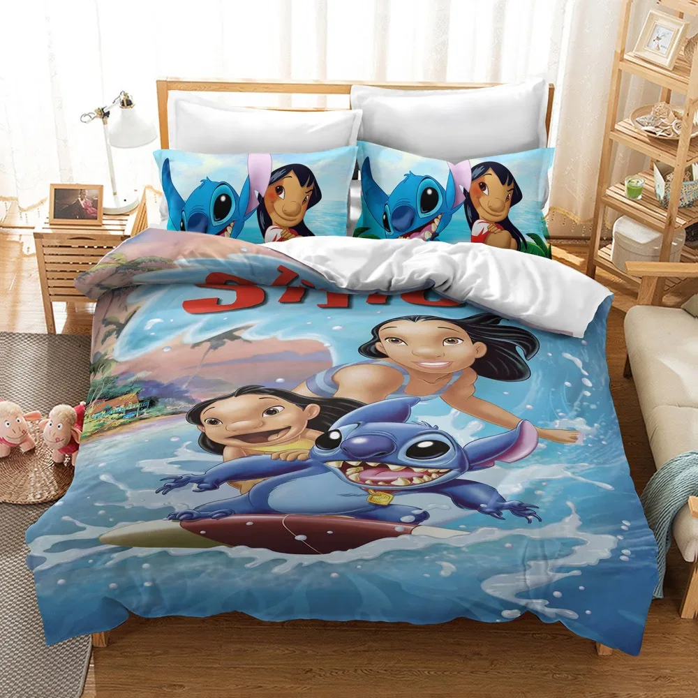 Lilo and Stitch Duvet Cover Set Single Double Queen Size 2 or 3 Pieces Bedding Set for Boy Girl Gift