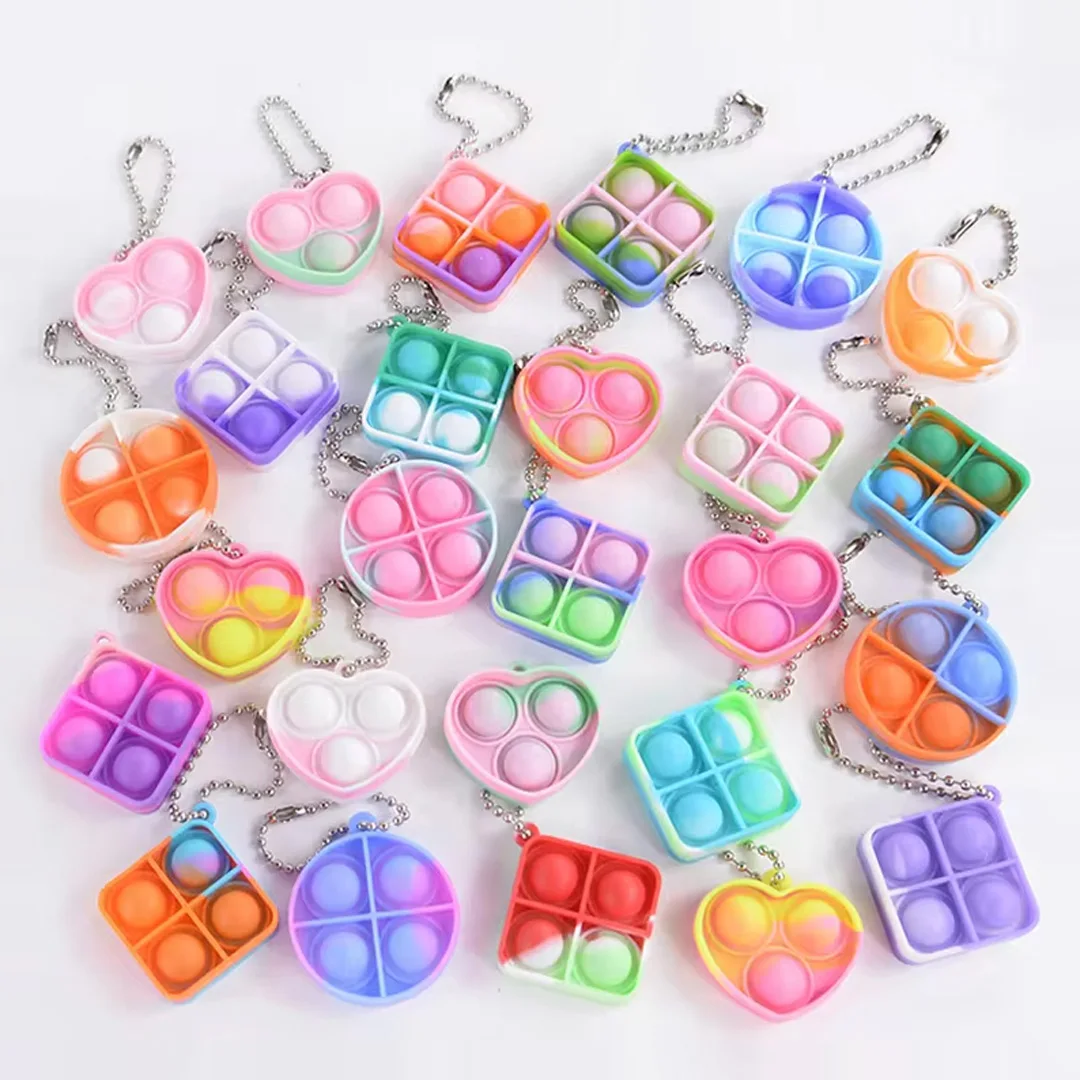 10/20pcs Mini Pop Keychain Toddler Sensory Fidget ToysStress Relief Toys for Kids Birthday Party Favors Classroom Prizes