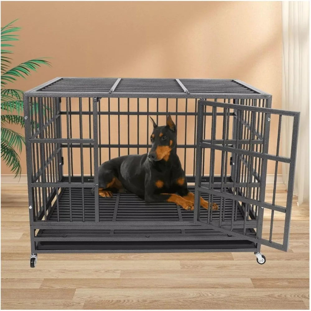 

47 inch heavy-duty kennel iron cage, large dog specific pet box, large dog furniture, outdoor large dog cage