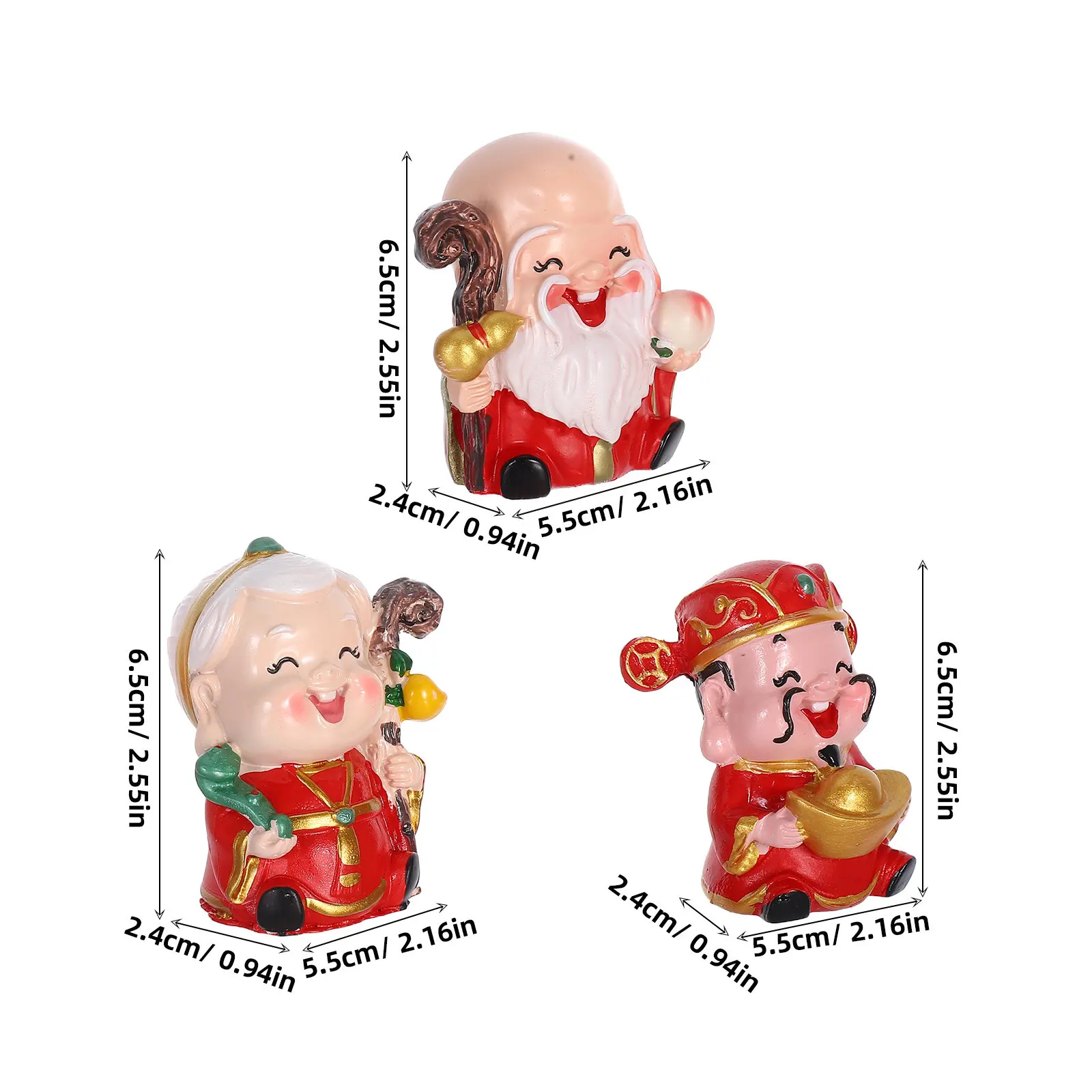 3Pcs Resin Chinese Elder Figur - Longevity Health & Wellness Hotel recensie en prijs