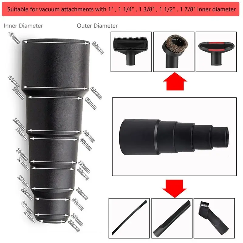 A21Q -Universal Vacuum Attachments Kit Accessories - Includes Horse Hair Vacuum Brush, Hose Adapters For 2 1/2In To 1 1/4In