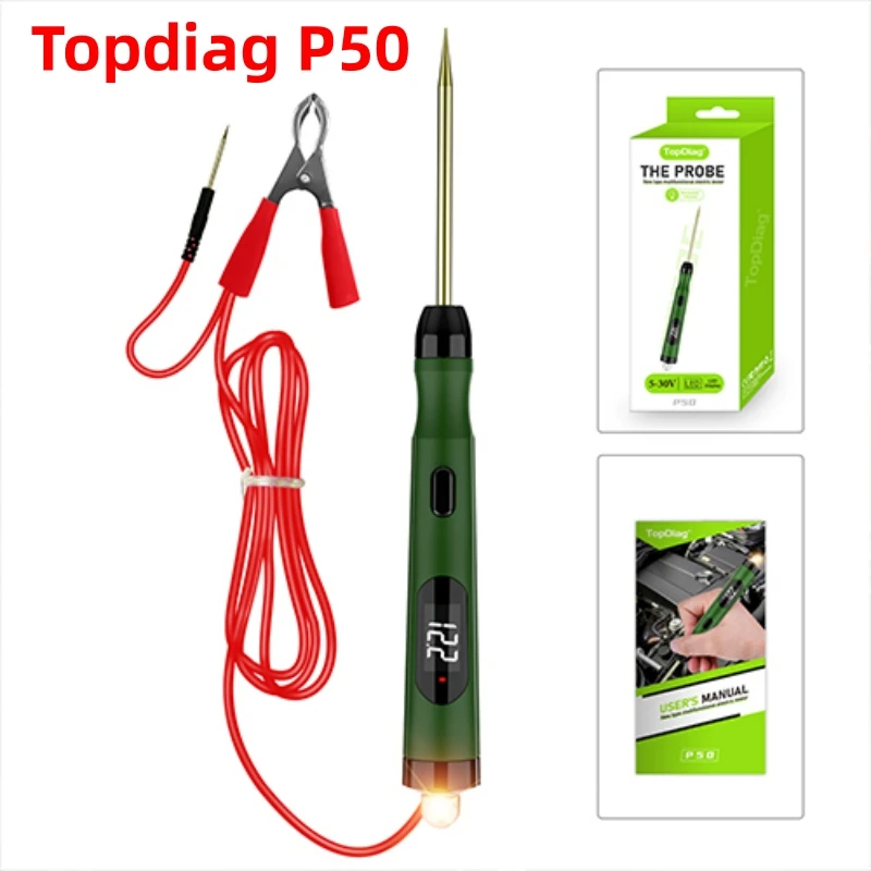 TopDiag P50 Mini Oscilloscope Automotive Circuit Tester Multifunctional 12/24V Circuit System Electrical Detector