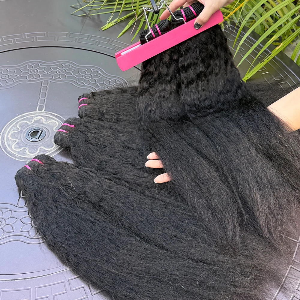 Yaki feixes retos de cabelo humano não processado 100% cabelo humano kinky pacotes retos 8-30 polegadas extensão completa do cabelo humano