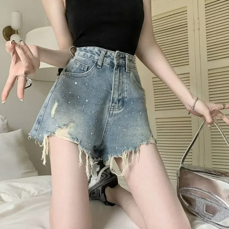 High Waist Female Short Jeans Pants Jorts Women's Denim Shorts Pocket Flowy Kpop Comfy Hot Outfits Normal Trend 2024 Wholesale