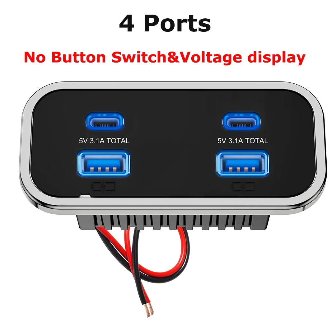 76W Dual PD Dual QC3.0 Type C USB Quick Charger 3.0 met schakelaar Snel opladen 4 poorten Power Panel voor bus ATV auto vrachtwagen Marine