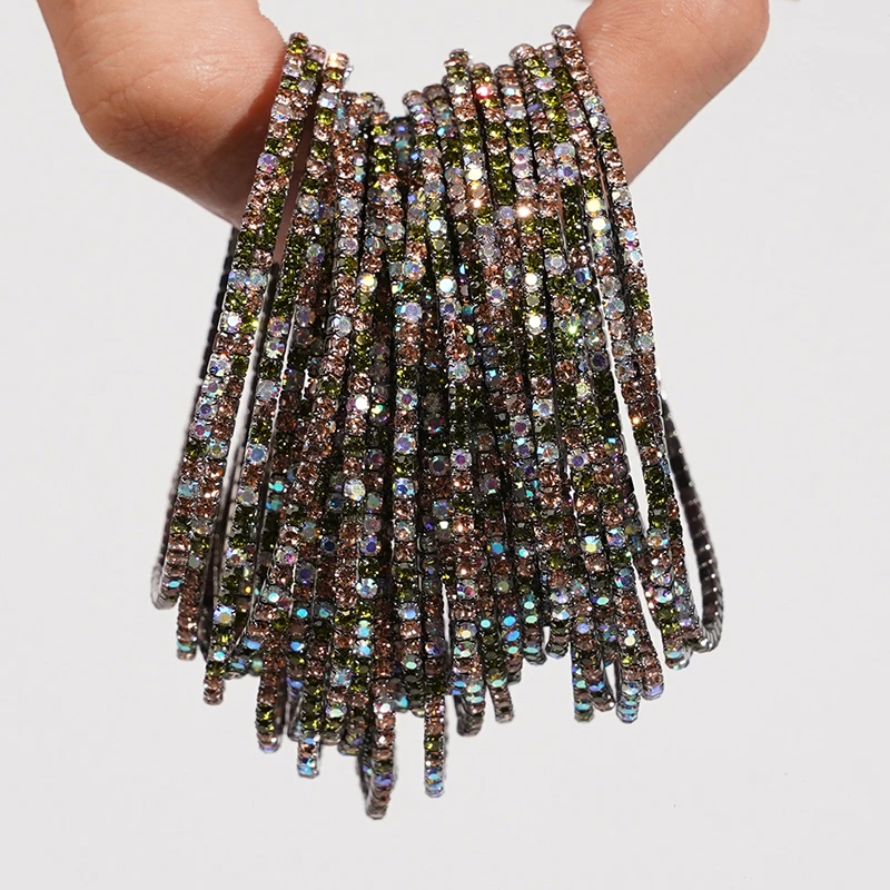5 Stück modische bunte Strass-Kristall-Stretch-Armbänder für Damen, elastische stapelbare Armbänder, Armband für den Alltag, Damenschmuck – Detail 5