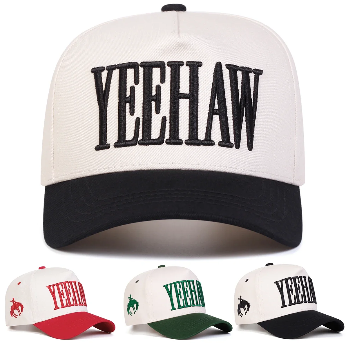 Unisex YEEHAW Baseballkappen mit Buchstabenstickerei, Frühling und Herbst, für den Außenbereich, verstellbare Freizeithüte, Sonnenschutzhut, Sportkappe