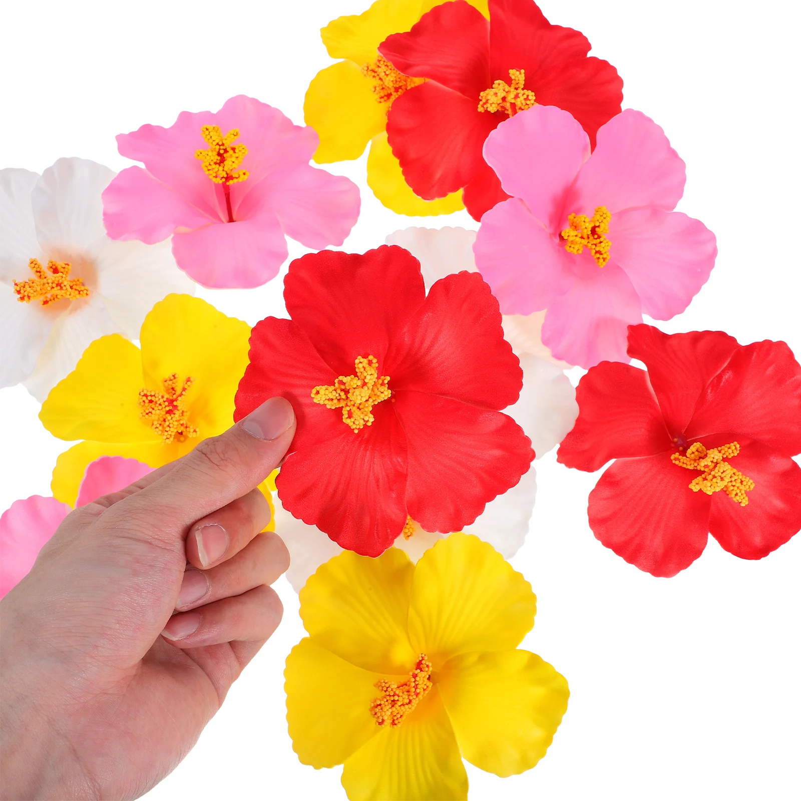 

12Pcs Tropical Artificial Hibiscus Flowers Realistic Faux Blooms for Wedding Party Home Decor Table Arrangement Supplies