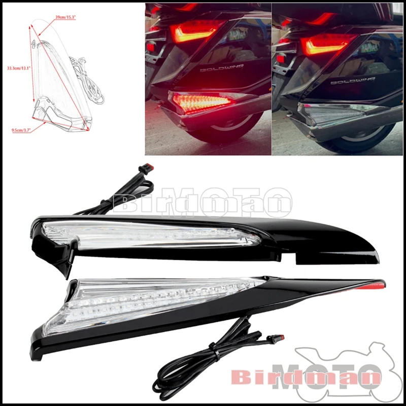 

Motorcycle Rear LED Running Light Saddlebag Reflector Decorative Accents For Honda Gold Wing GL1800 F6B DCT Airbag Tour 2018-Up