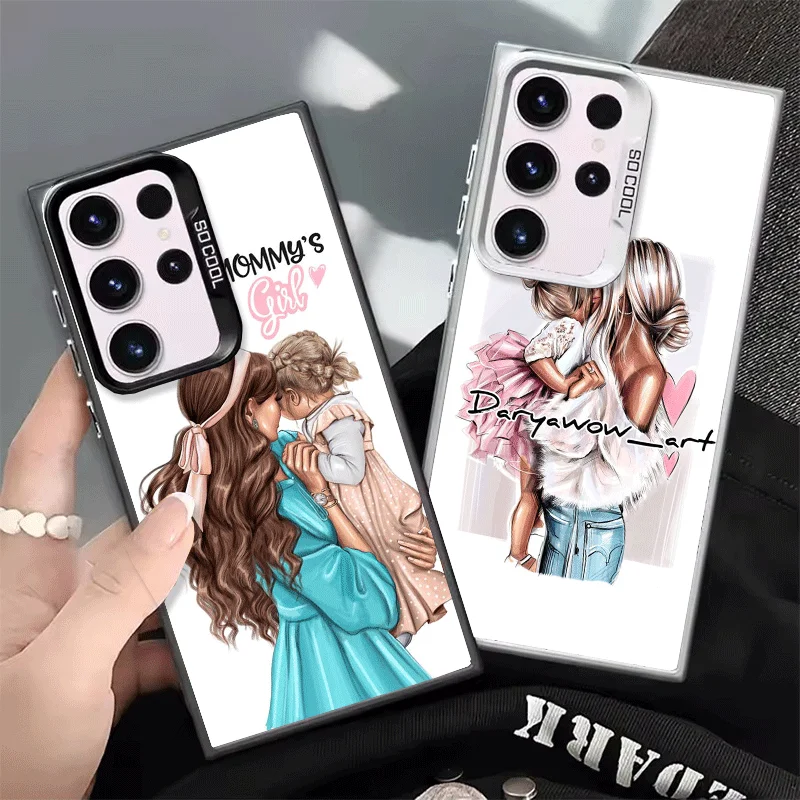 Mom Baby Girls Theme Shockproof Phone Case for Samsung Galaxy S26 Edge S25 Ultra S24 FE S23 Plus S21 Cover Anti Fall Fundas