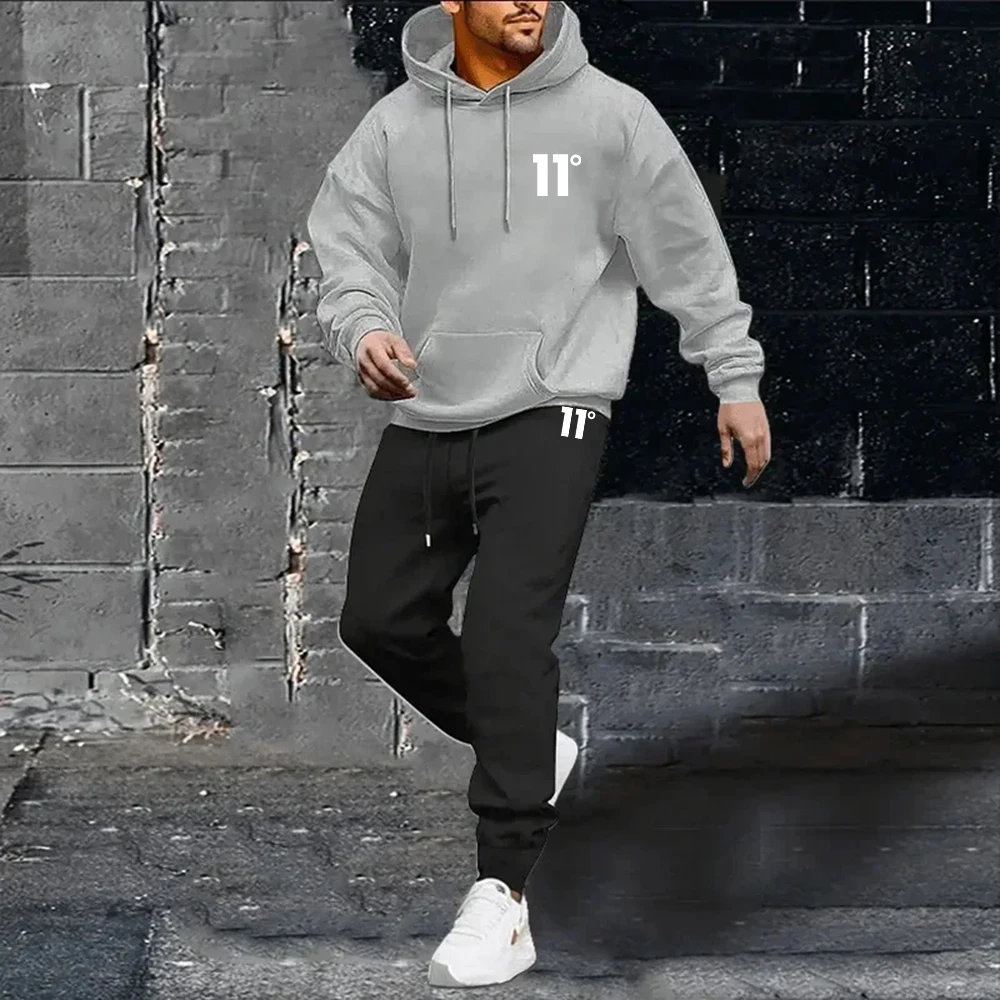 2026 model printed hooded sweatshirt and sweatpants - high-quality men's casual sportswear, suitable for jogging and leisure spo