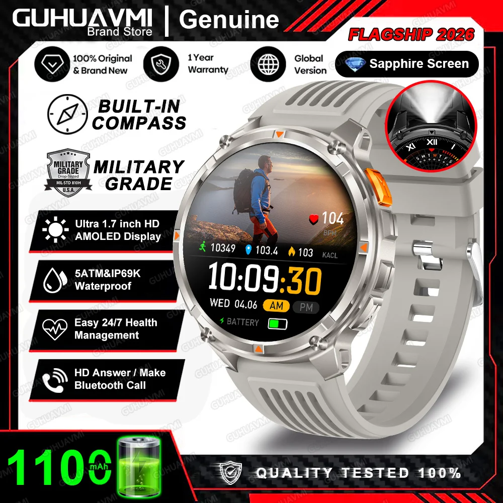2026 Nieuwe T-Rex3 Pro 1100mAh Batterij Smart Watch GPS-pad 5ATM Waterdicht Sport Run tracker Buiten Kompas Militaire Smartwatch