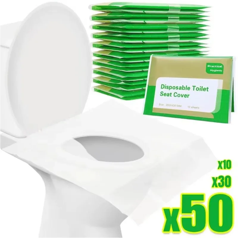 10/30/60PCS Large Universal Version Disposable Toilet Seat Cover Portable Essential Waterproof Toilet Seat Cushion for Travel