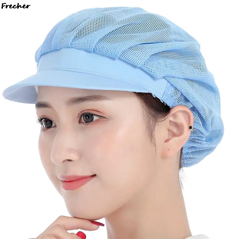 Breathable Mesh Working Hats Women Men Hair Cover Caps Workshop Hat Food Service Baking Cap Kitchen Cooking Visors Hat Beanies