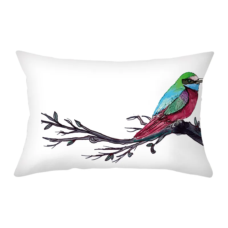 Super soft watercolor painting of cute bird flowers finch golden  sparrow berry tufted cushion case pillowcase