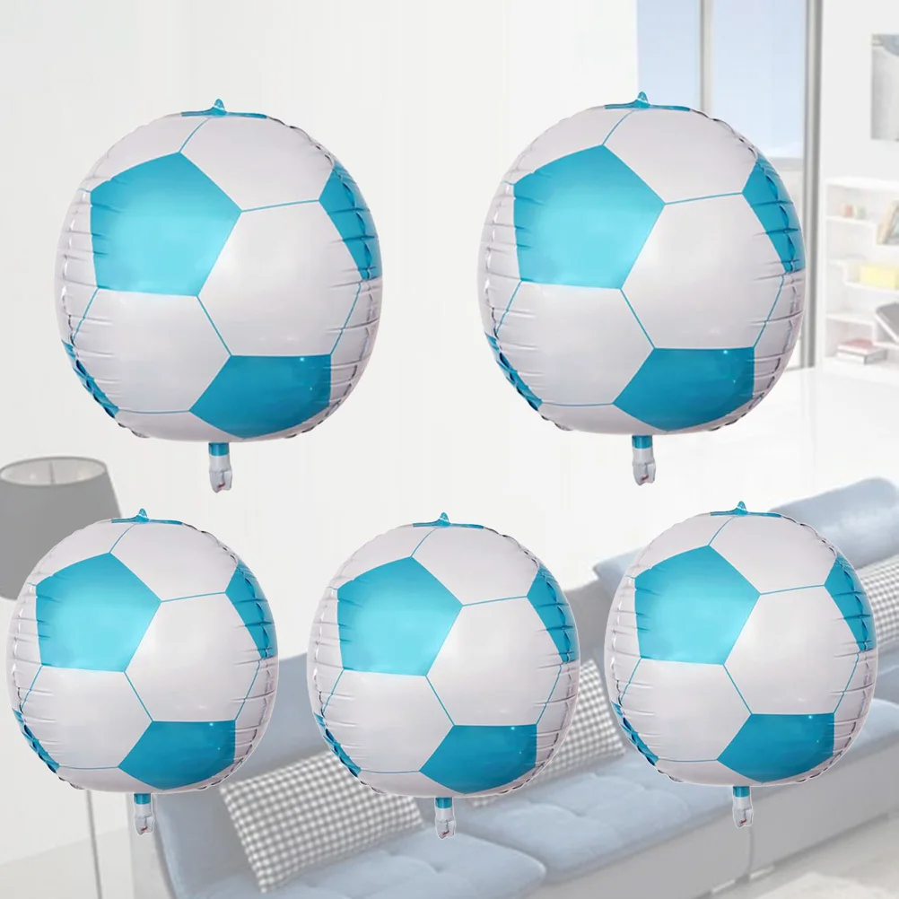 

5Pcs Reusable Soccer Ball Aluminum Foil Balloons Durable Football Foil Balloons for Sports Theme Party Birthday Event