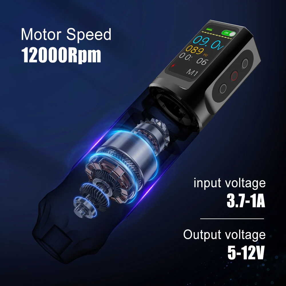 Yilong Wireless Tattoo Pen Machine1200mAhBattery Tattoo Gun with LCD Display Adjustable Stroke 2.7-4.5mm Tattoo GunFor Body Art