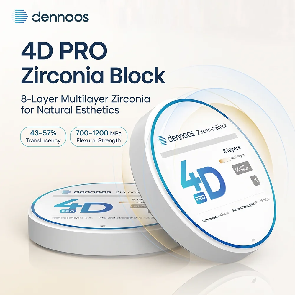 8-Lagen Dental-Labor-Zirkonoxid-Block 4D PRO Mehrschichtiger Block für CAD/CAM-Labormaterialien, offenes System, 43%-57%, 700-1200Mpa Scheibe – Detail 2
