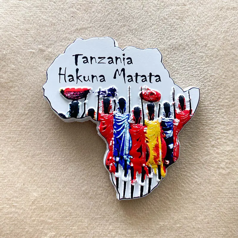 

Tanzania Exotic Style Cultural Creative Home Decorations3dPainted Refrigerator Magnet Travel Souvenirs
