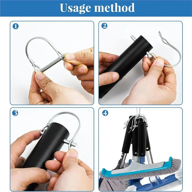 HOES-S Shaped Key Chain Loop Included Pool Tool Holder And Organizer With 6 Slots For Pool Cleaning Equipment Storage
