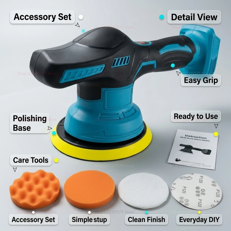 Cordless 18V Car Polisher Electric Polishing Machine Wireless Waxing Sanding Sealing Glaze Tool Auto Detailing Sander Power Tool view 3
