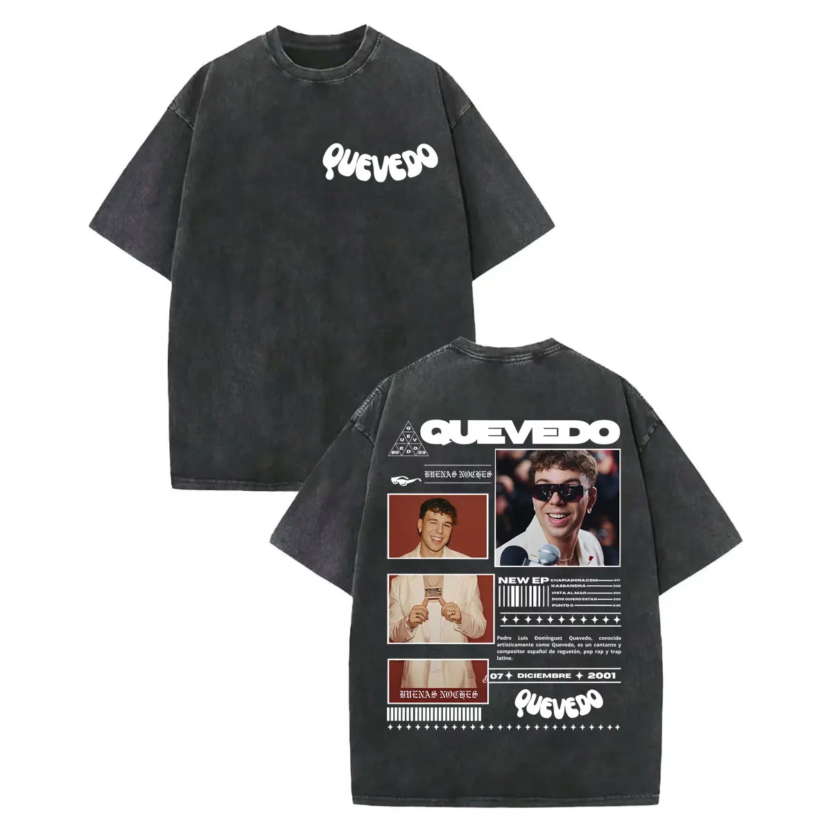 

Vintage Washed Rapper Quevedo Tour 2025 Merch T-shirt Men's Women's Fashion Hip Hop T-shirts Summer Casual Short Sleeve T Shirt