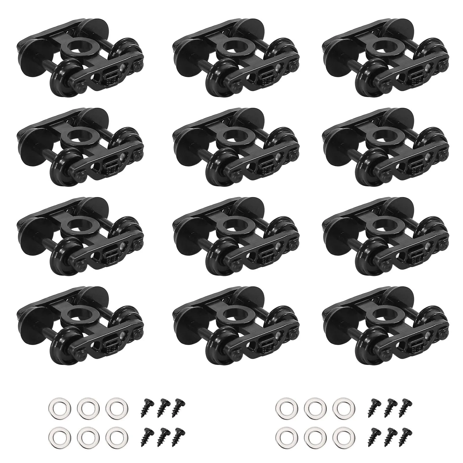 Evemodel 12pcs N Scale 1:160 Bearing Truck Bogies Plastic Wheels with Screws Washers HP30N