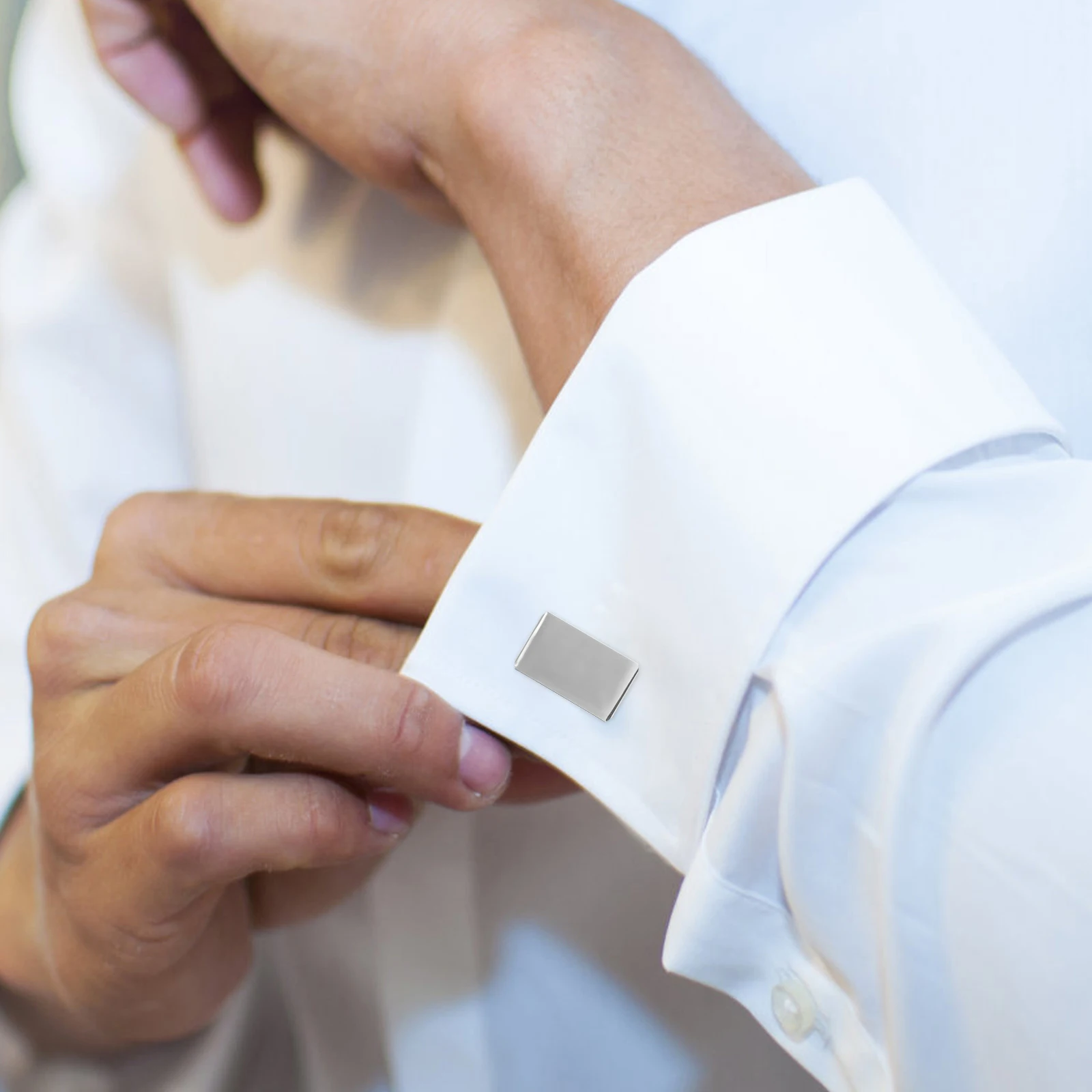 

Silver Color Brass Plated Cufflinks Men's Shirt Sleeve Buttons 1.8x1.2cm Wedding Anniversary Gift Unique Design Metal Sleeve