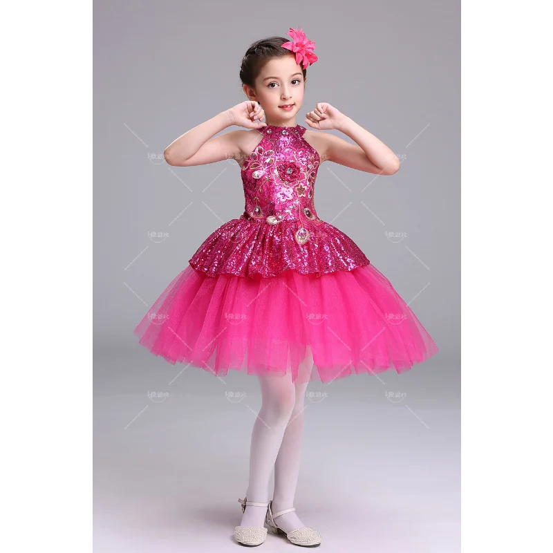 Vestido de baile de princesa con lentejuelas para niña, nuevo diseño, vestido de flores para niños, vestido de Ballet para niños