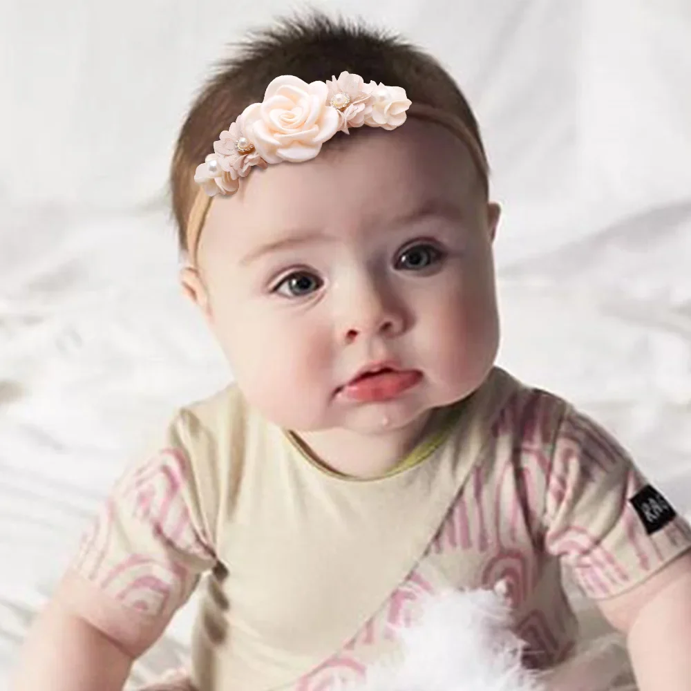 Beautiful Lovely Baby Flower Headbands Newborn Head Band for 0-12 Months Infant Headband Boutique Headwear High Elastic