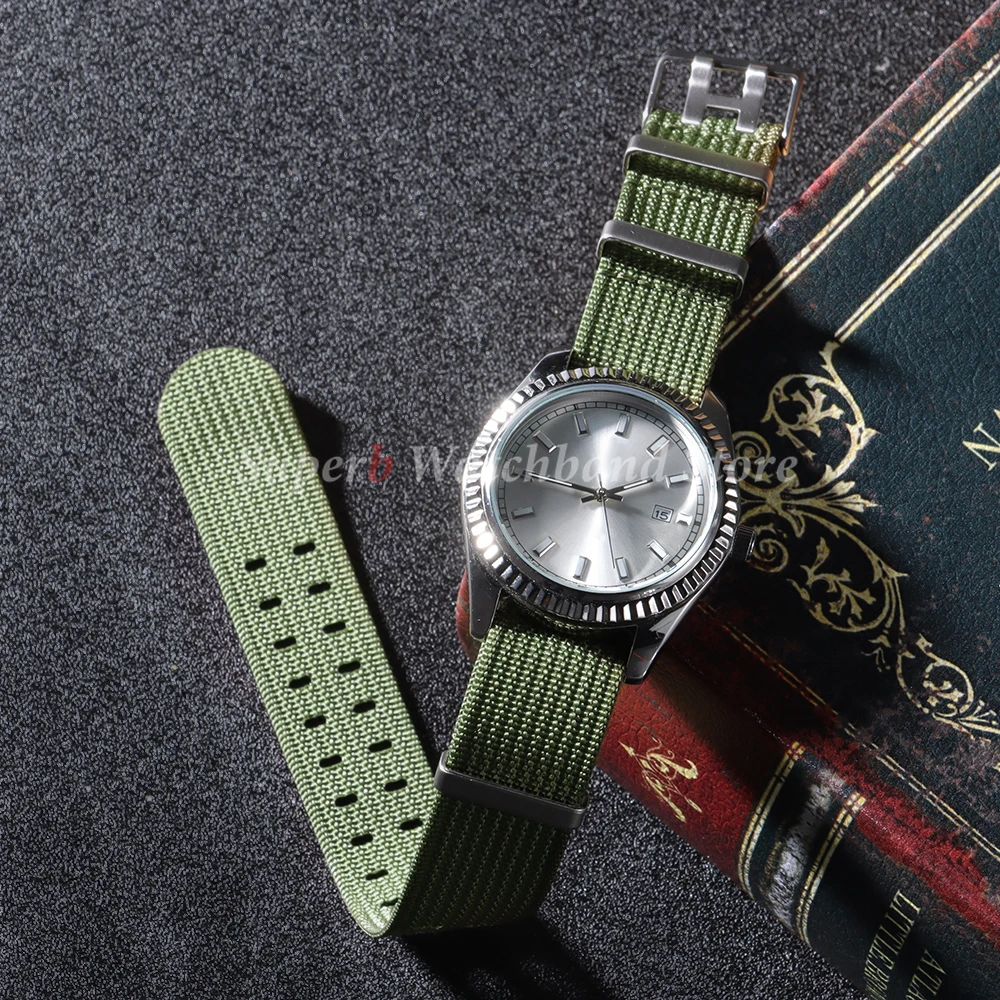 리브드 시계 스트랩 20mm 22mm 나일론 시계 밴드 세이코 오메가 시계 액세서리 군용 시계 밴드 스포츠 팔찌