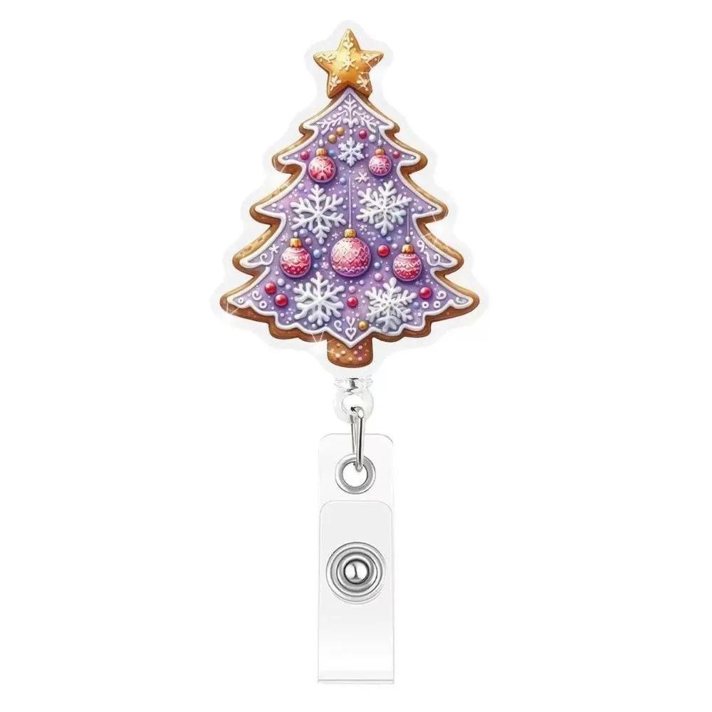 Snowman Spring Clip Pink Santa Christmas Badge Holder Christmas Tree Santa Claus Badge Reel Reindeer Sturdy ID Holder Office