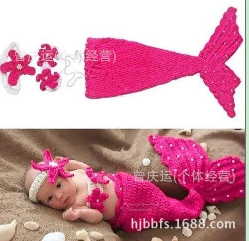 Newborn Baby Photography Props Clothing Mermaid Costume Sbaby Milestone Posing Clothing Backdrop Photo Studio Accessories