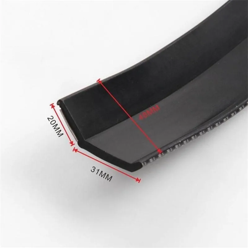 Car Front Bumper Lip Carbon Fiber Rubber Universal  Protector Bumper Lip Strip Spoiler Side Skirt Rubber Anti Scratch Protector