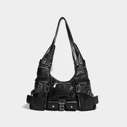 Hot Girl Willow Armpit Fashionable and Versatile 2024 Dark Multi-Pocket Knotted Shoulder Strap Single Shoulder Crossbody Bag