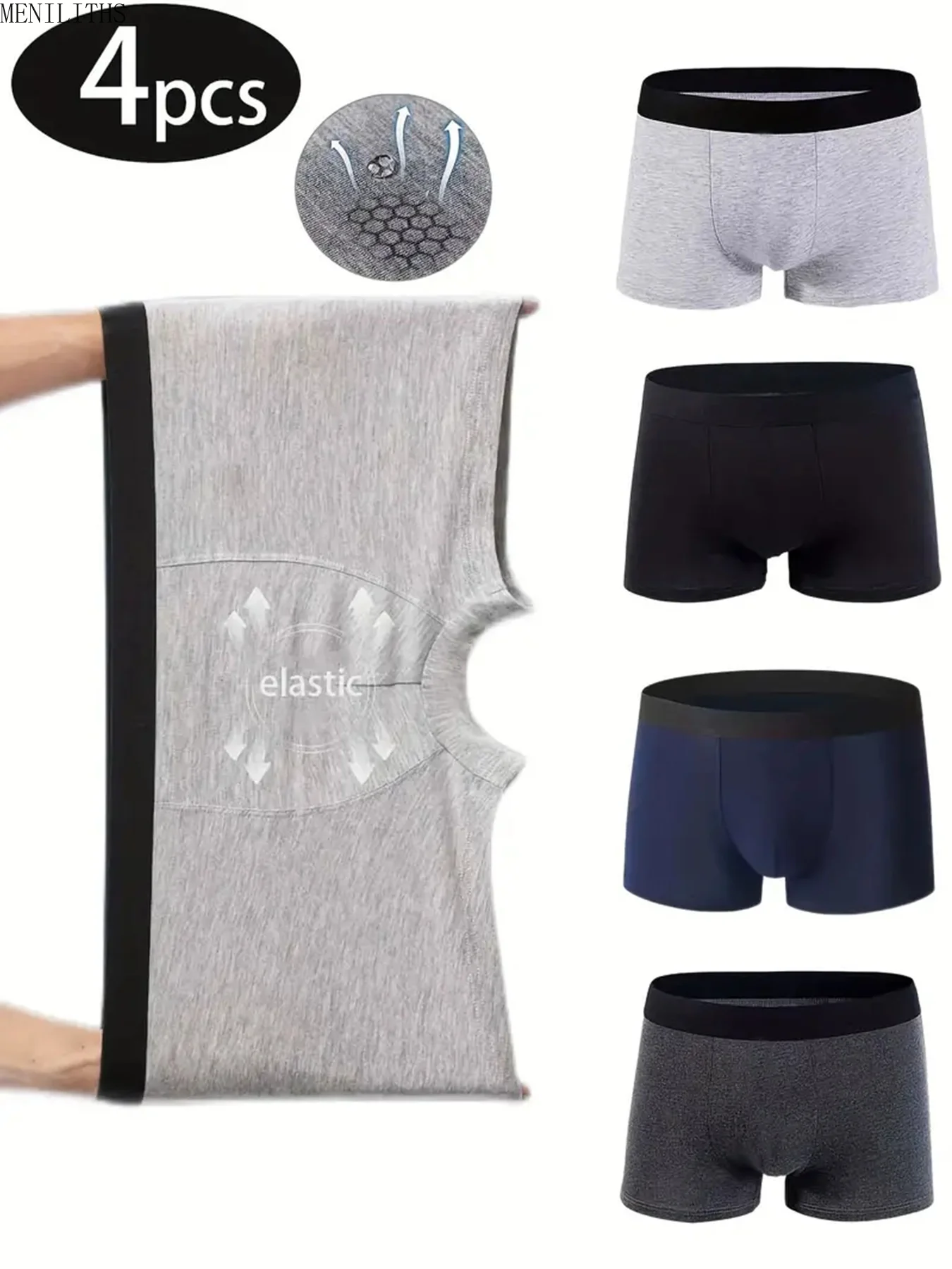 4pcs/set Men's Boxer Shorts Fashion Underwear High Stretch Boxer Breathable Soft Men's Shorts Comfortable Panties Wholesale