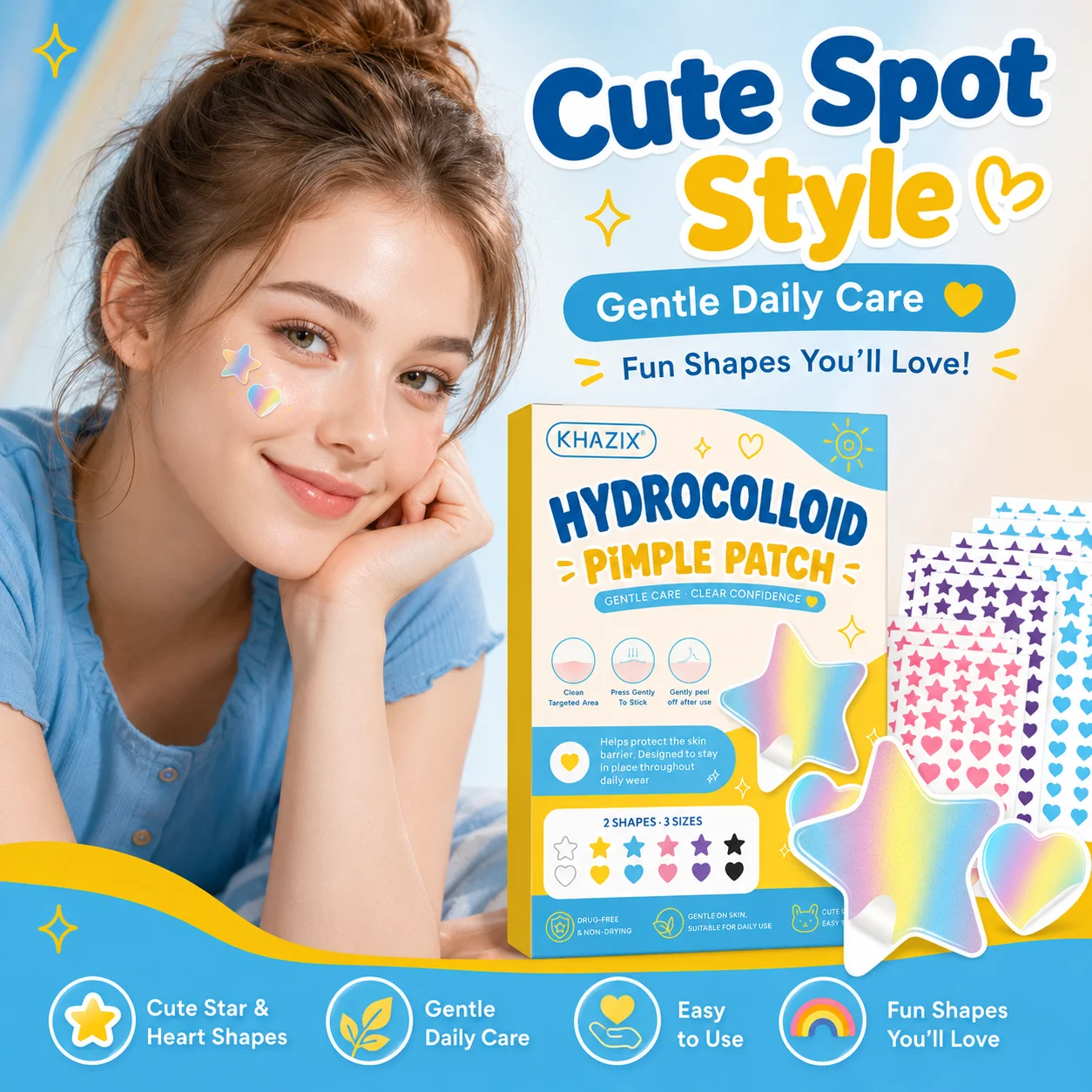 240pcs Star Pimple Patches For Face Hydrocolloid, Absorbing Cover, Tea Tree, Hydrocolloid Acne Patch, Cute Star Pimple