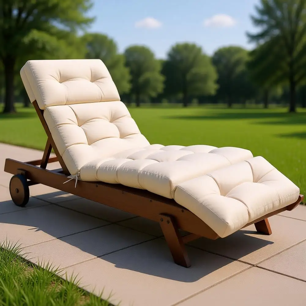 

Подушка для кресла из пены с эффектом памяти, 74,4 x 22 x 4,7 дюйма, водонепроницаемая, для уличной мебели, с завязками, утолщенная подушка для шезлонга, цвет бежевый.