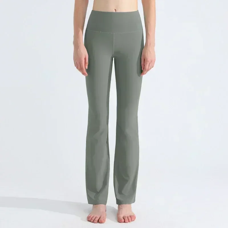 Pantalon évasé taille ultra haute pour femme, leggings slim, rainuré, élastique, fitness, yoga, gym, course à pied, entraînement